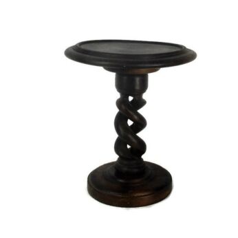 Small Wooden Side Display Table Pedestal Plant Stand Barley Twist Lovely 11.6"