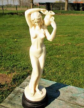 Vintage Italian Statuette Woman Art Sculpture Base Resin