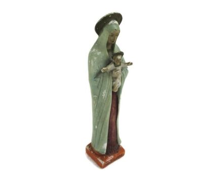 Small Porcelain Statue Virgin Mary Madonna Our Lady Infant Child Jesus Germany 7.48"