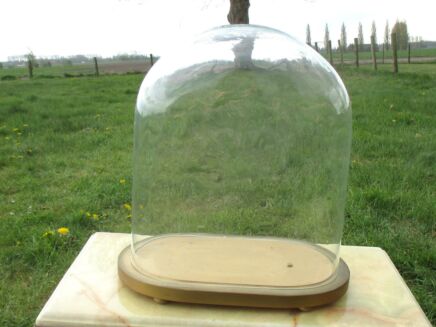 Antique Victorian Oval Hand Blown Glass Globe Dome Mantel Clock Steampunk 13.8"