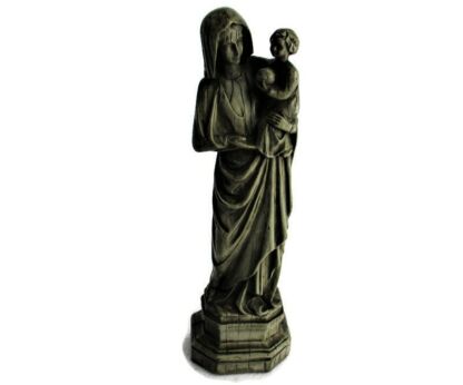 Statue Virgin Mary Madonna Notre Dame   Our Lady  Infant Jesus Child  Plaster  Stone look
