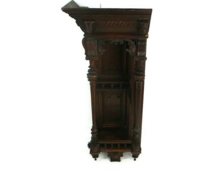 Right Corner Carved wood Cabinet Antique Breton Figurines Salvaged Architectural