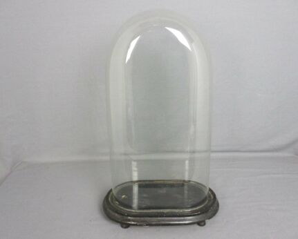 Antique Victorian Oval Hand Blown Glass Globe Dome Doll Clock 17.91" 9.52"