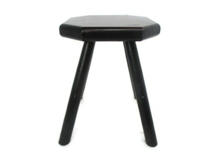 Vintage Hand Carved wood Milking Stool crutch Pedestal Table Farmhouse Barn Country Style Painted brown