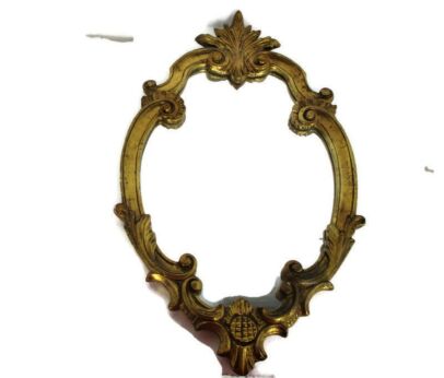 Lovely Ornate Oval Plaster Resin Wall Hanging Mirror Romantic Hollywood Regency 23.62"