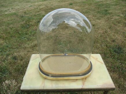 Vintage Oval Hand Blown Glass Globe Dome Display Clock Doll Steampunk 14.06"