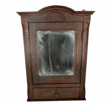 Kitchen Apothecary Medicine Bathroom Wall Cabinet Oak Beveled Glass Mirror Mid Century