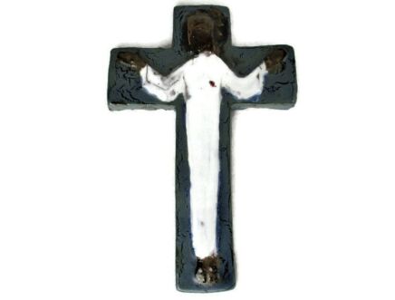 Mid Century Design Ceramic Modern Crucifix Ceramic Jesus Christ era Amphora