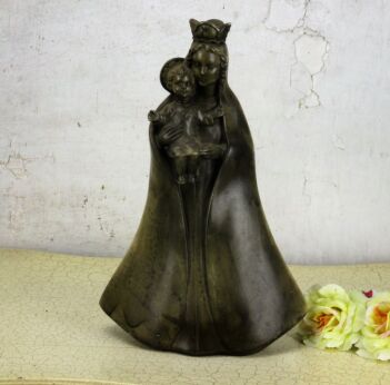 Holy Mother Virgin Mary Madonna Infant Child Statue Guelfi Art Deco Plaster