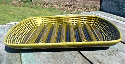 Sarreguemines Marked Asparagus Plate Platter Serving tray French Pottery