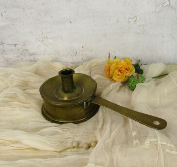 Antique Hand Hammered Brass Candle Holder Chamberstick early 1900 HTF
