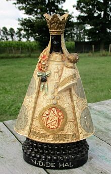 Small Black Madonna De Hal Virgin Mary Holy Mother Plaster Rare 8.46"