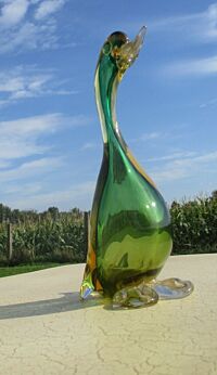 Murano Duck Flavio poli for Seguso Heavy Duck Green Gold Flecks Lovely