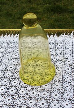 Yellow Glass Cloche Bell Hand Blown Vintage Decorative Display