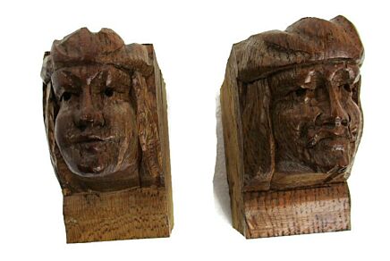 Antique Pair wood Corbels Hand Carved Oak Breton Pair Architectural