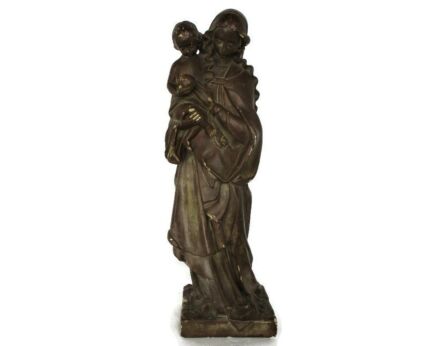Art Deco Virgin Mary Madonna Infant Child Plaster Statue tenderness Lovely 18.5" Plaster
