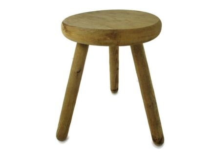 Vintage Hand Carved wood Tripod Milking Stool Pedestal Table Plant Flower Bonsai Stand Side Table Barn Country Style Authentic Funky