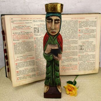 Statue Virgin Mary Lady Madonna Infant Child Polychrome Spanish Antique Style
