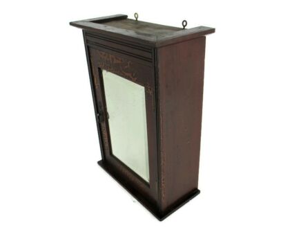 Mid Century Kitchen Apothecary Medicine Pharmacy Bathroom Wall hanging Cabinet Beveled glass Mirror Barn Style