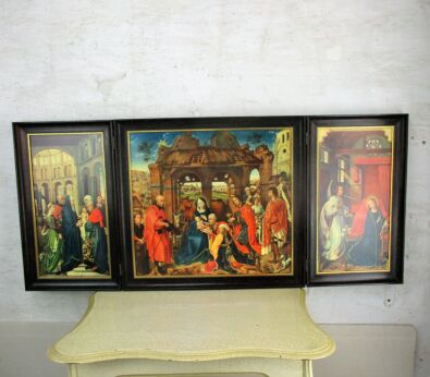 XL Triptych Panel Print on Wood Traveling Icon Adoration of the Magi VD Weyden
