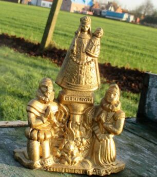 Vintage Brass Virgin Mary Madonna Statuette Belgium Montaigu Scherpenheuvel
