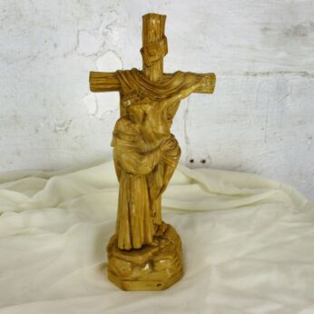 Saint Francis of Assisi Carrying Jesus Christ on the Cross Plaster Statue