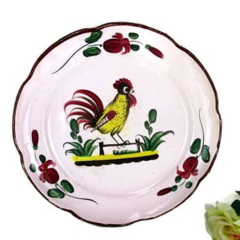 Antique French Faience Strasbourg Platter Decorative old Luneville Rooster HTF