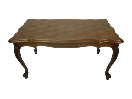 Hand Carved Wood Louis XV Style Coffee tea Wine Table Mosaic Pattern on Top