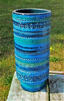 Rimini Blue Mid Century Bitossi Atomic Vase Bottle Italian Art Pottery Londi