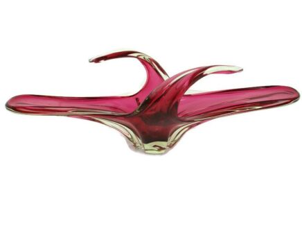 Art Glass Centerpiece Bowl Fruit Dish Cranberry era Murano Italian Large Gorgeous
