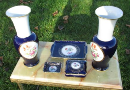 Pair of Echt Kobalt Blue Porcelain Vases JL Menau Dresser set