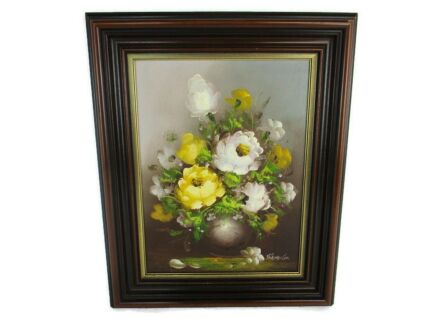 Oil Painting on Canvas Framed Still Life  flowers Vase Floral Signed Irene Cox