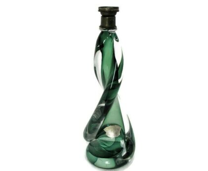 Vintage Table Lamp Val St Lambert Art Glass Design Marked Green Swirled Not wired