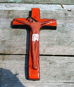 Mid Century Design Ceramic Modern Crucifix Ceramics Lovely Modern Orange Marked