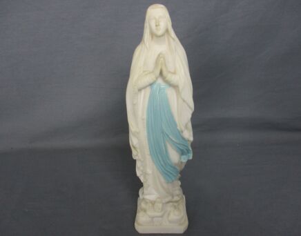French Statue Virgin Mary Notre Dame de Lourdes Madonna resin 11.61"