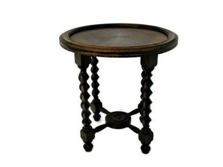 Barley Twist Wooden Side Display Coffee Table Ornate Pedestal Plant Stand 23.6"