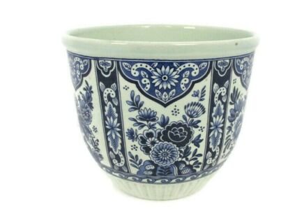 Vintage Boch Royal Sphinx Delfts blue White Flower Pot Jardiniere Planter Marked Maastricht 7.87"