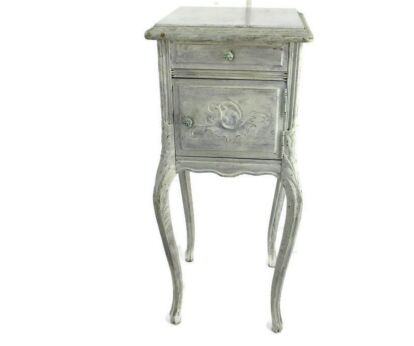 Antique Art Deco Art Nouveau Brown Marble top and Inside  Side Cabinet Table Night stand Louis XV style