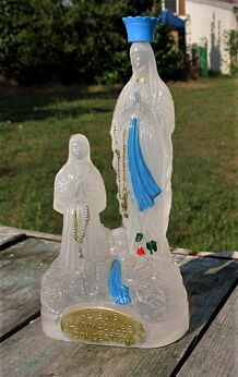 Rare Lourdes Virgin Mary Bernadette Plastic Bottle Statuette Holy water French