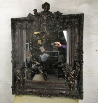 Large Mirror Putti Angels Cherubs Putti Boudoir Vanity Rococo Resin Baroque WOW