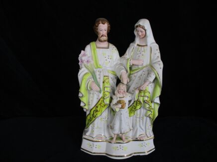 Holy Family Bisque Porcelain Statue Infant Child Jesus Christ Virgin Mary Madonna Saint Joseph 10.62"