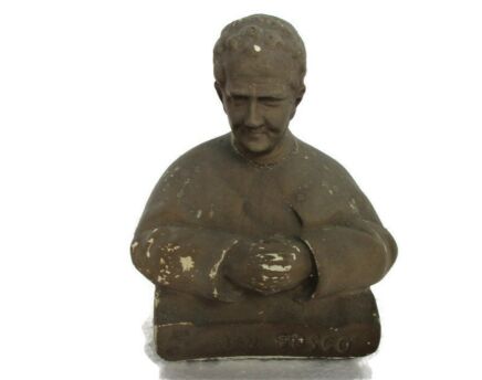 Small Statue Figurine Don Bosco Giovanni Bosco Plaster HTF Collector Bust