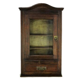 Hand Carved Oak Medicine Wall Kitchen Cabinet Apothecary Glass Display Door