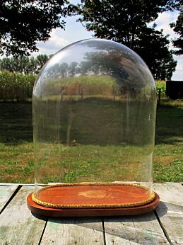 Vintage Hand Blown Oval Display Glass Dome Globe Mantel Clock Steampunk 15.95"