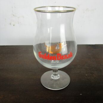 Gulden Draak Stemmed Chalice Tulip Beer Glass Gold Rim Belfry Ghent Very Rare