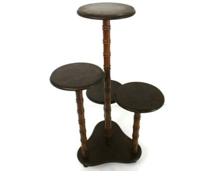 XL Vintage 4 Tier Pedestal Table Plant Flower Stand Side Table Carved wood HTF