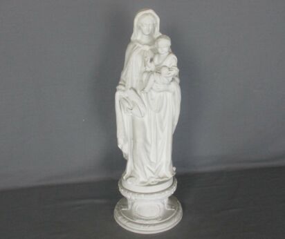 French Antique 1900 Bisque Statue Virgin Mary Our Lady Infant Exquisite 17.32"