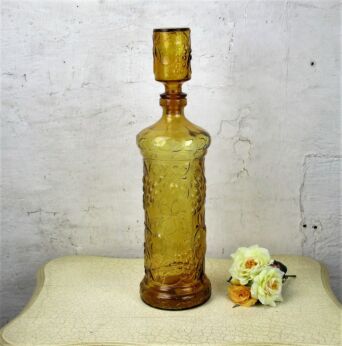 Large Vintage Empoli Art Glass Brown Amber Decorative Bottle Italian 20.07"
