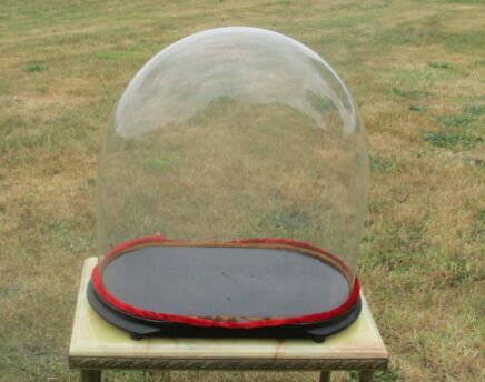 Antique Victorian Oval Hand Blown Glass Dome Globe Mantel Clock Steampunk 18.9"