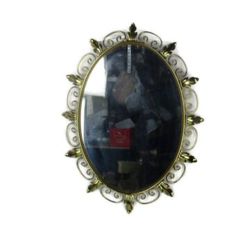 Large Ornate Oval Brass Leafs Wall Hanging Mirror Romantic Hollywood Regency